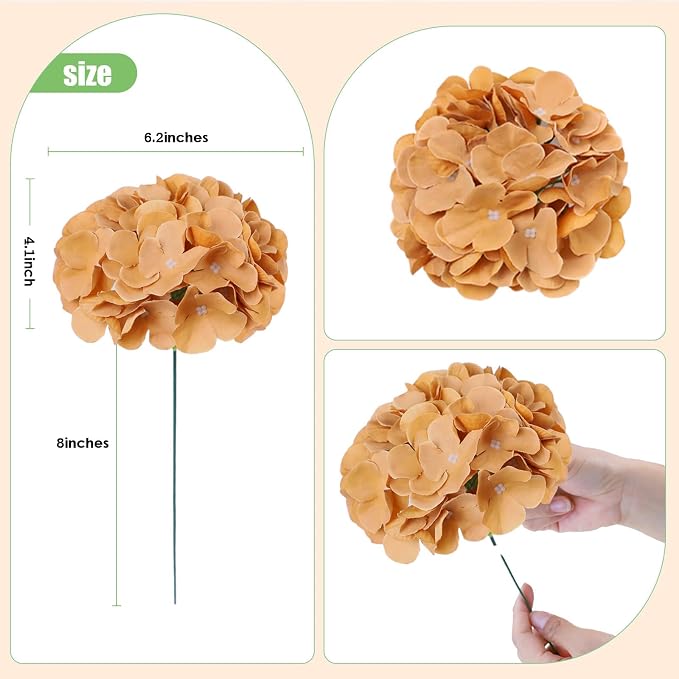 AVIVIHO 65pcs Fake Flowers Brown Hydrangea Artificial Flowers Bulk Silk Flowers - Image 4
