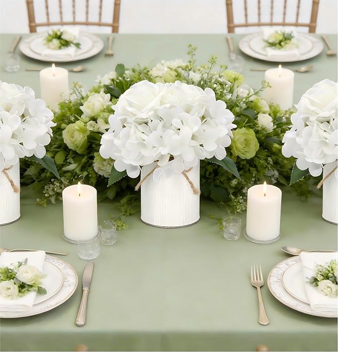 White Flower Table Centerpieces, Rose & Hydrangea - Image 3