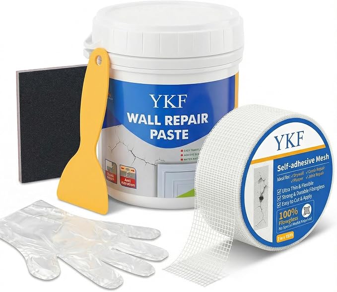 YKF Drywall Repair Kit, 18 oz Ready to Use Quick Dry Wall Repair Paste by ProResultsDIYEase