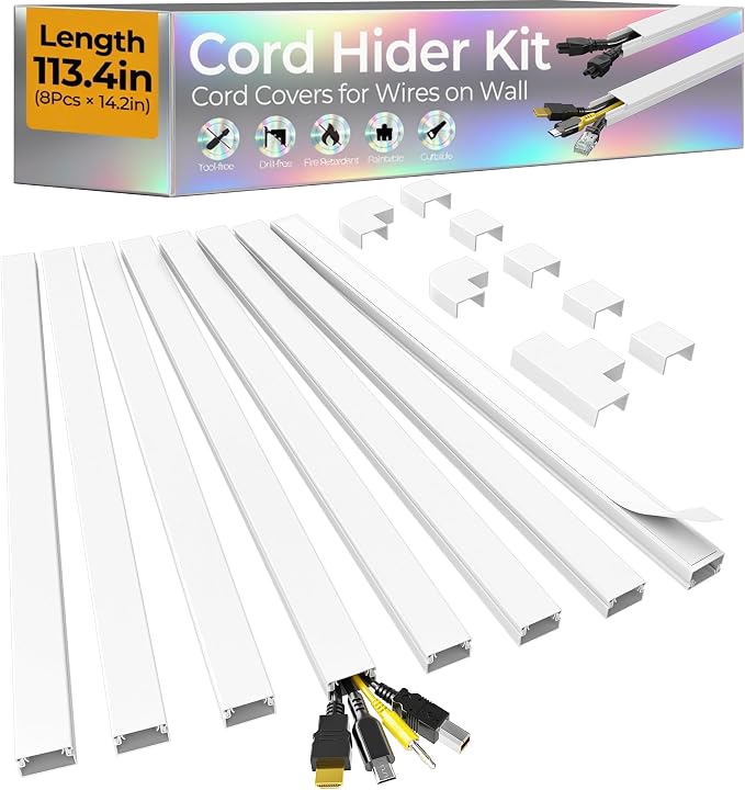 113.4in Cord Hider Kit, Cord Covers by Wuitaouy
