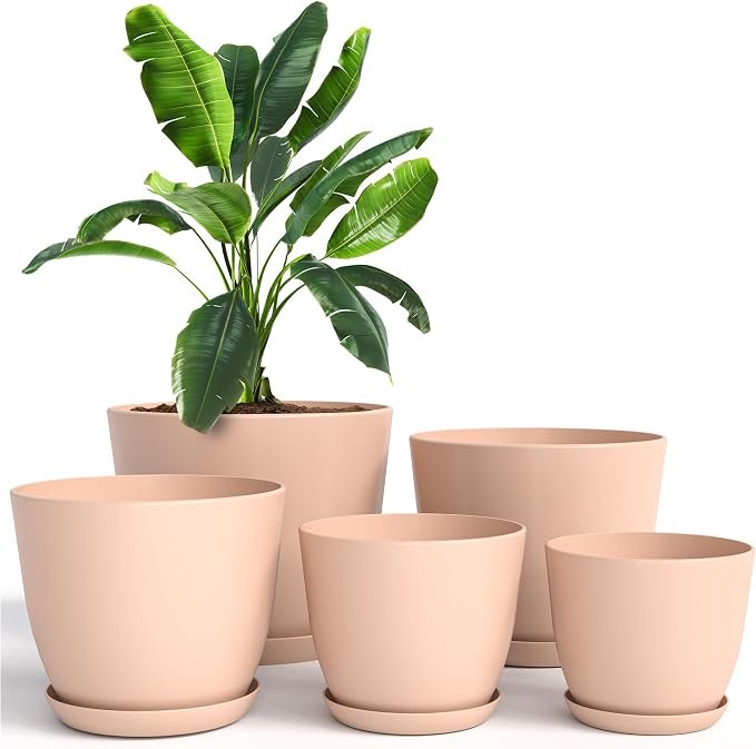 Plant Pots Indoor with Drainage, 5 Pack Multi-Size Planters Set by UTOPIAHOME