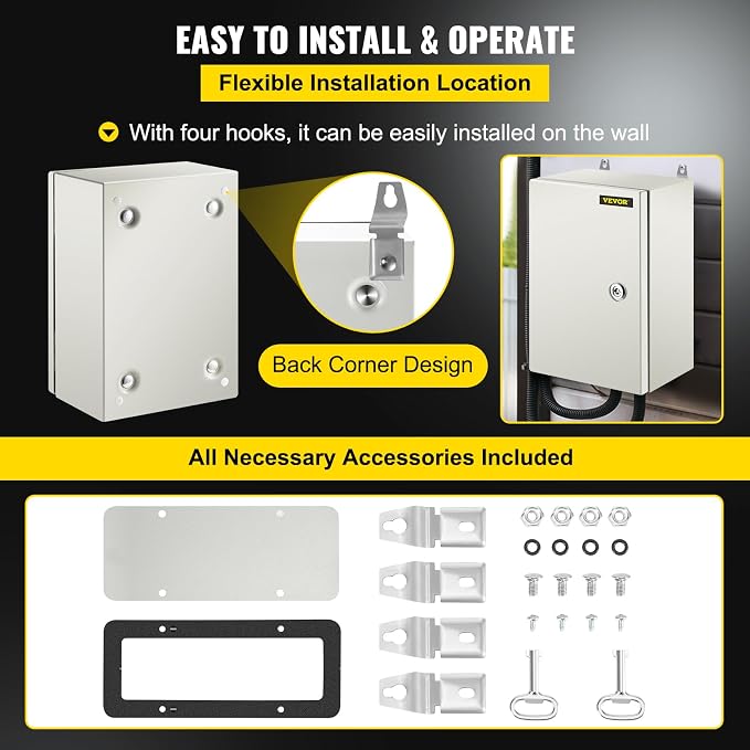 VEVOR NEMA Steel Enclosure, IP66 Waterproof & Dustproof, Outdoor/Indoor - Image 6