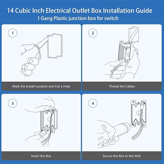 18 Pack Single Gang Electrical Outlet Box, Old Work Box, 14 Cubic Inch Plastic - Image 6