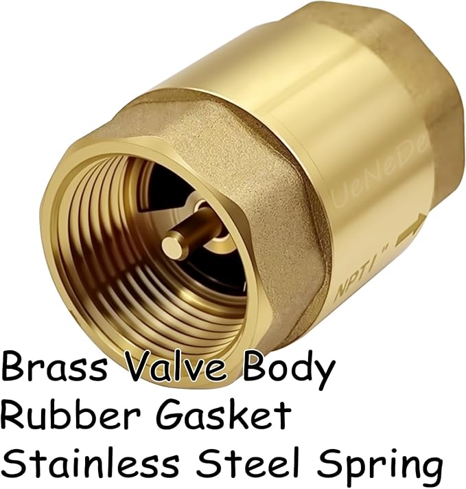 Uenede Brass 1 Inch NPT In-line Spring Check Valve - Image 4