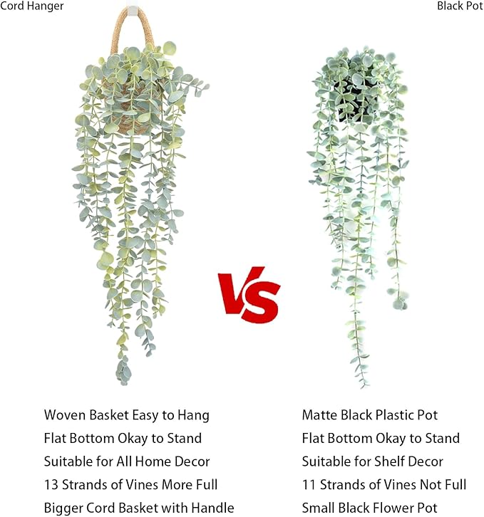 Fake Hanging Plant Decor Indoor, Eucalyptus Artificial Faux Plants in Wall - Image 3