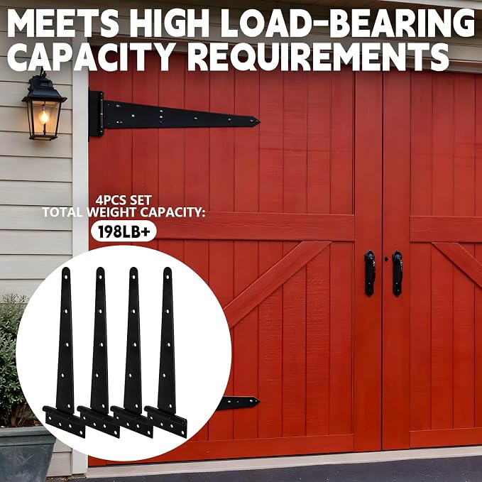 4Pcs 16-Inch Heavy-Duty Door Hinges, Rust-Resistant Heavy-Duty T-Hinges - Image 7