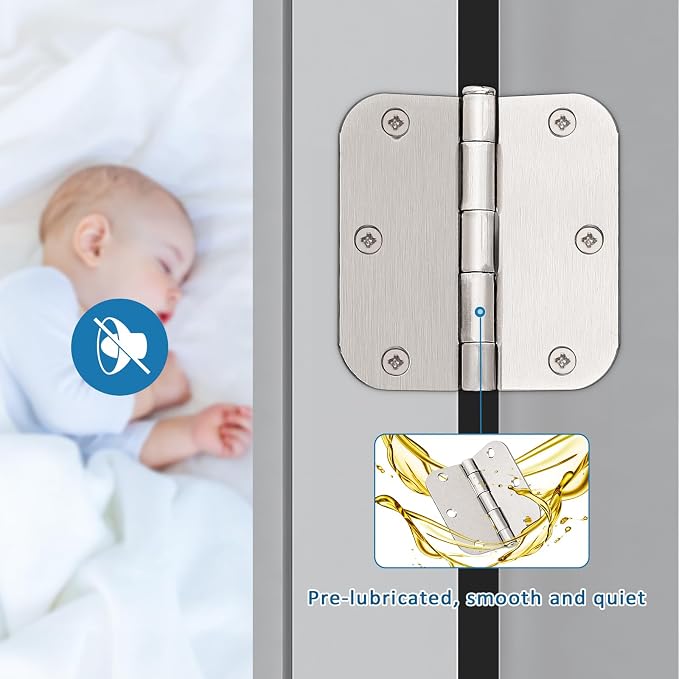 KNOBWELL 3.5 Inch Brushed Nickel Door Hinges, Interior Door Hinges, 18 Pack | - Image 2