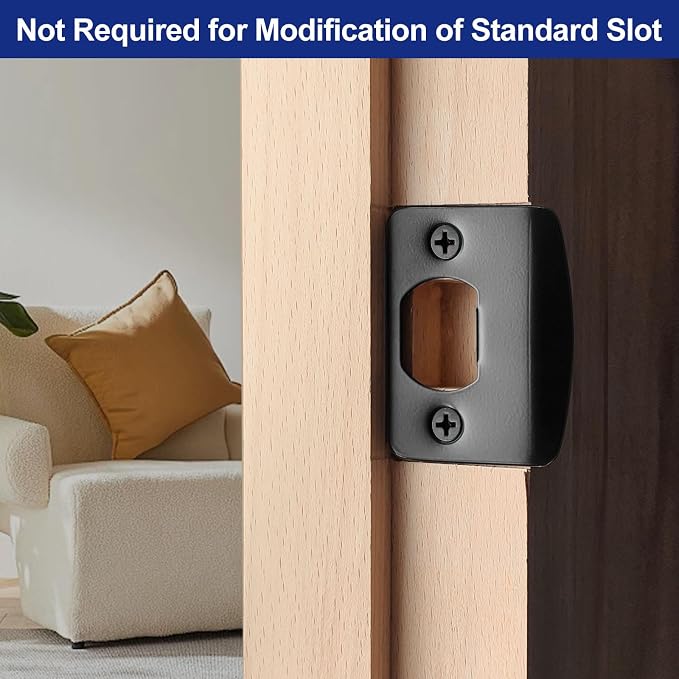 Black Door Strike Plate 2-1/4" x 1-3/4", Standard Size, 4 Pack | Edges Deburred - Image 5