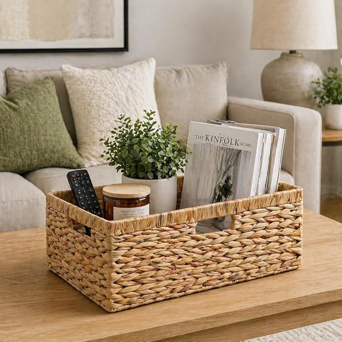 Large Wicker Basket, Water Hyacinth Wicker Storage Basket - Image 6