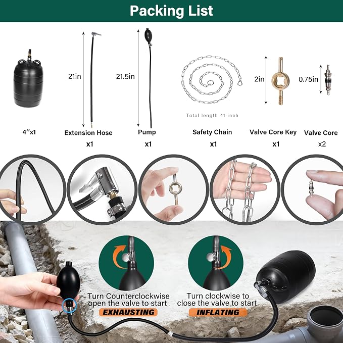 4 Inch Inflatable Pipe Plug Balloon Kit - Image 3