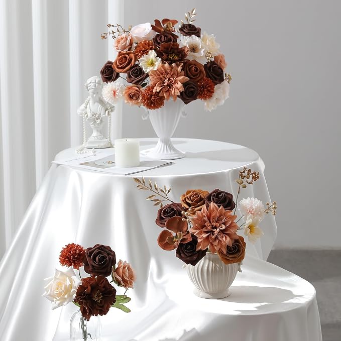 Artificial Flowers Fake Rose Flowers Dahlia - Image 3