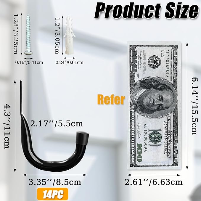 Large Metal Wall Hooks for Hanging Living Room/Bedroom/Garage - Image 2