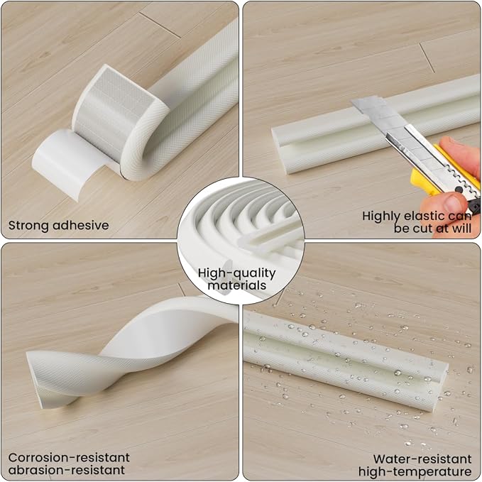 V Shape Thin Foam Weather Stripping Door Frame Seal Strip 19.7FT White | Draft - Image 3