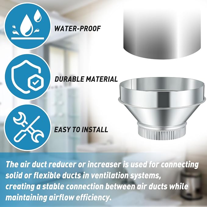1 Pcs 10 Inch to 6 Inch Duct Reducer Increaser | Galvanized Steel Air Duct - Image 5