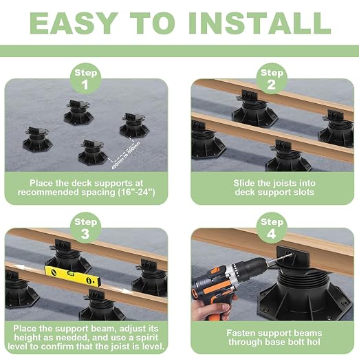10Pack Adjustable Deck Support Pedestal, 2-3/8" to 5-1/2" Height | Deck - Image 6