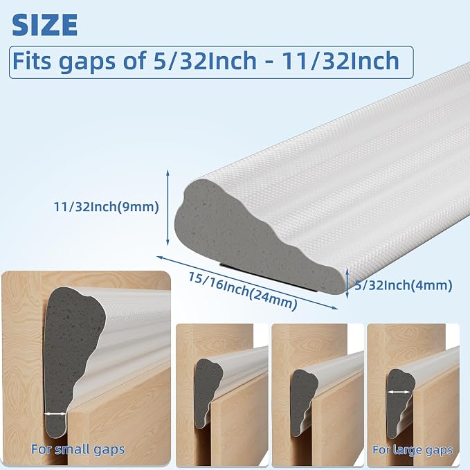 Kneelisa Wedge-Shape Window Weather Stripping Door Frame Seal 3Pcs×196” White - Image 2