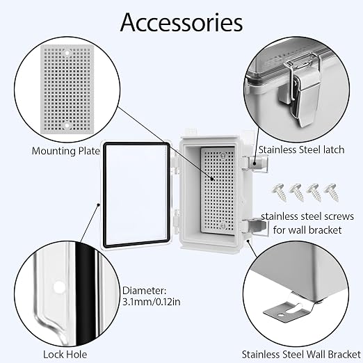 Electrical Box, IP67 Waterproof Hinged Clear Cover Stainless Steel Latch - Image 4