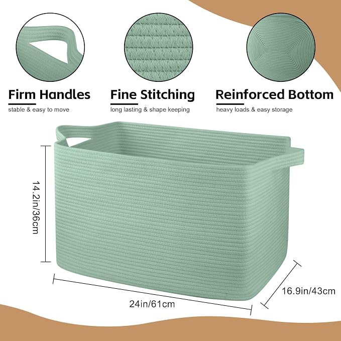 OIASKET 95L Extra Large Blanket Basket, Rectangle Nursery Blanket Storage - Image 2