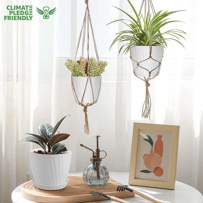 YNNICO 7 pcs Plant Pots with Drainage Holes and Saucers, Indoor Planters - Image 7
