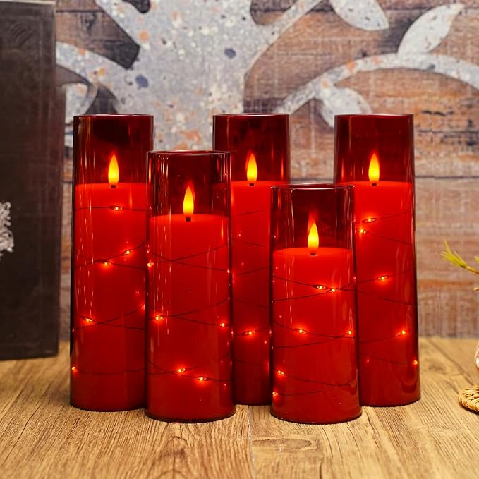 Eebuss Flameless Candles with Embedded Star String, Battery Operated LED Pillar - Image 4