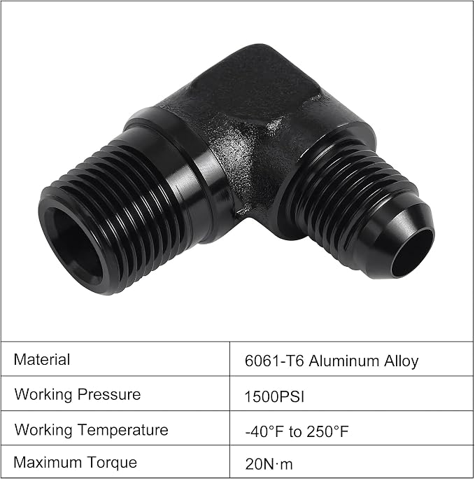 EVIL ENERGY 6AN to 3/8" NPT Male 90 Degree Fitting Adapter Aluminum 2PCS - Image 3