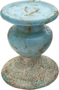 Creative Co-Op Small Distressed Blue Terracotta Pillar Candle Holder by Unknown