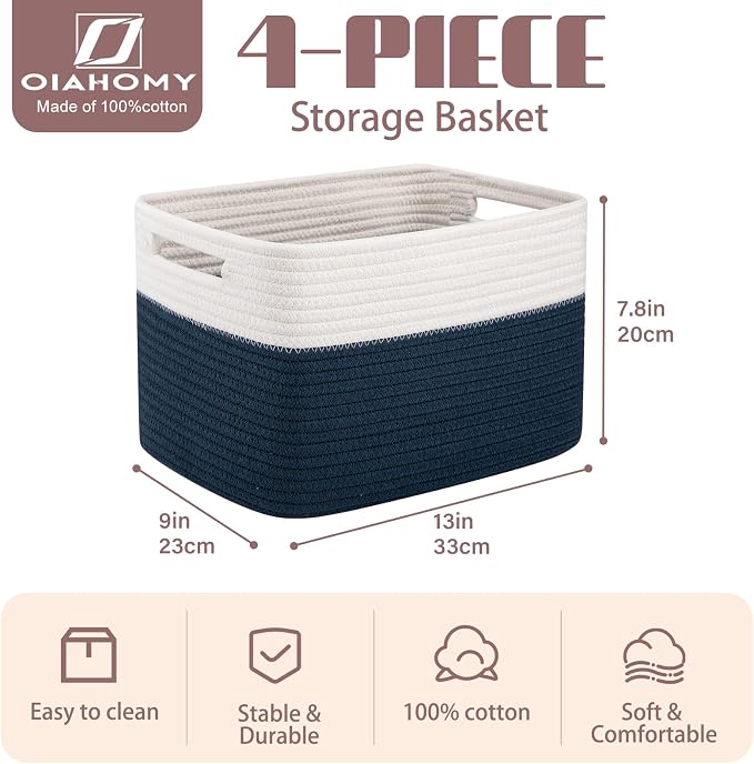 OIAHOMY 4 Pack Storage Basket, Closet Organizer - Image 2