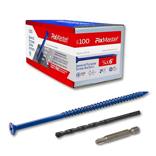 1/4 x 6 Countersunk Phillips Flat Head Blue Concrete Screw Anchors by Unknown