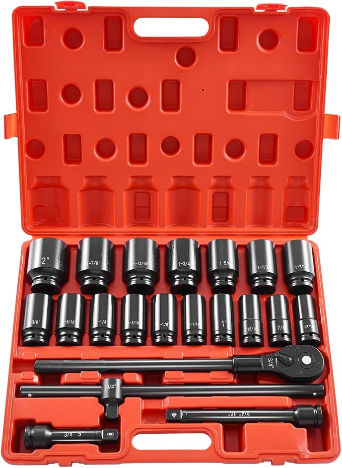 VEVOR Impact Socket Set 3/4 Inches 22 Piece Deep Impact Sockets, 6-Point Sockets - Image 11