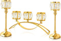 3 Arms Crystal Bowl Tealight Candelabra Votive Candle Stand, Wedding by KOLNLALA