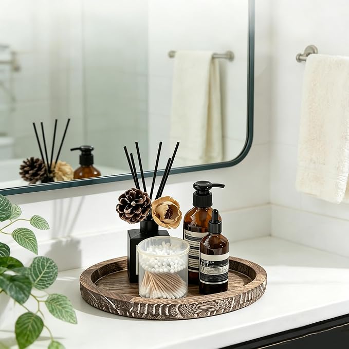 11 Inches Round Wooden Tray Decor, Round Wood Tray - Image 5