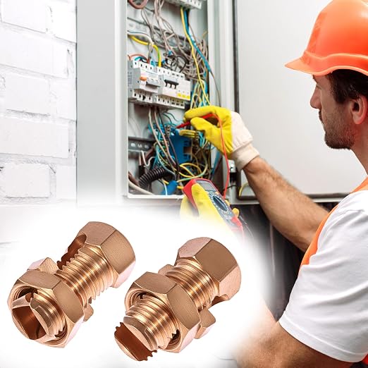 QWORK Grounding Split Bolt Connector, 6 Pack 6-10 AWG Solid Copper Ground Wire - Image 8
