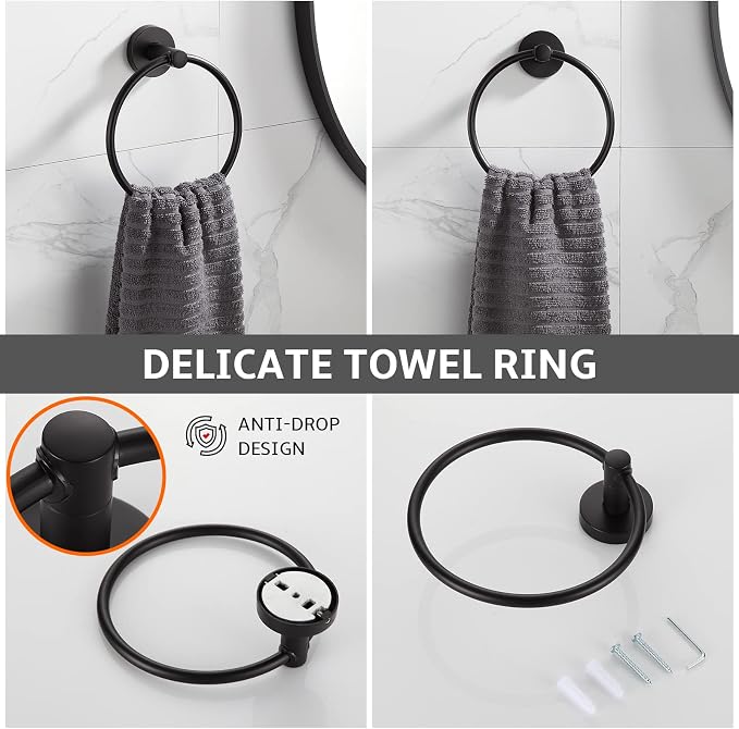 BGL Bathroom Hardware Set Matte Black 4-Pieces Bathroom Towel Rack 24 Inches - Image 4