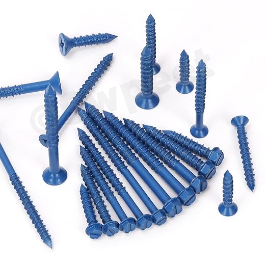 Swpeet 52Pcs 3/16" x 1-1/4" Slotted Hex Washer Head Concrete Screws Anchor - Image 5