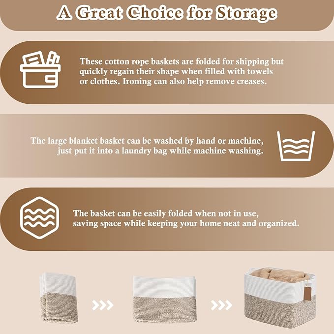 Goodpick 50L Large Woven Rope Storage Basket, Fits Blankets, Toys & Clothes - Image 7