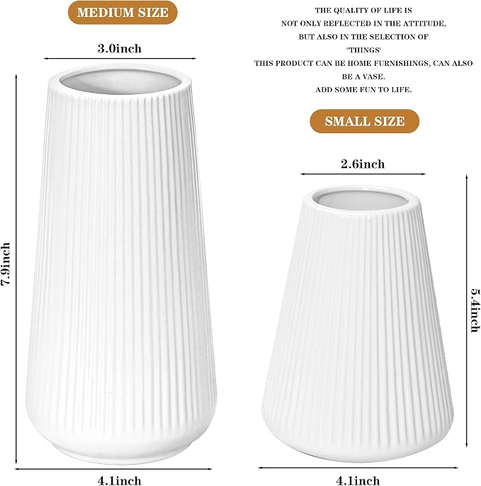 White Ceramic Vase, GUKJOB Small Cute Flower Vase - Image 5