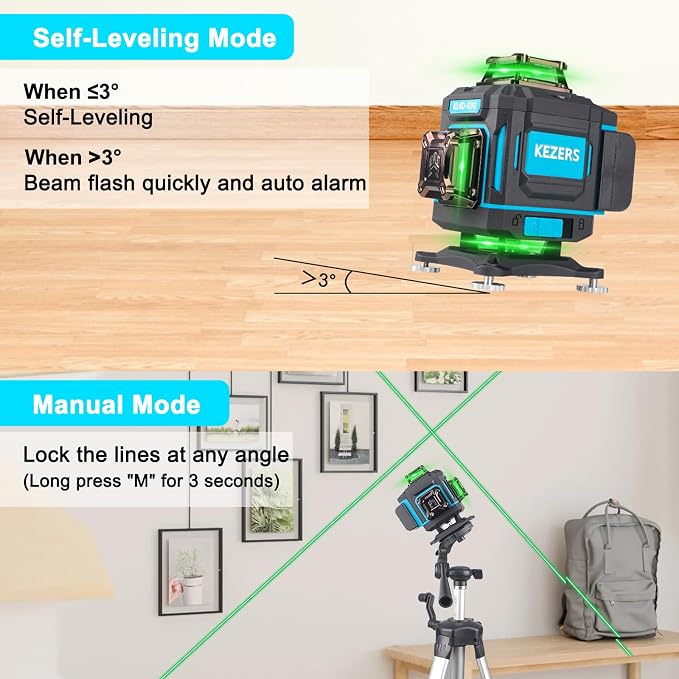 KEZERS Laser Level 360 Self Leveling, 4 x 360 Laser Level - Image 5