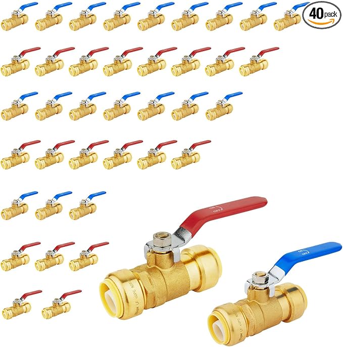 3/4" Ball Valves, 40 Pack Push Fit Shut Off Valves by Unknown