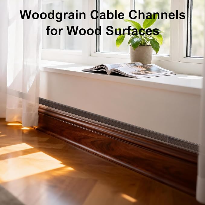 Yecaye Cord Covers for Wires on Wall, W0.95in H0.55in, Darkwood | TV Cord Hider - Image 7