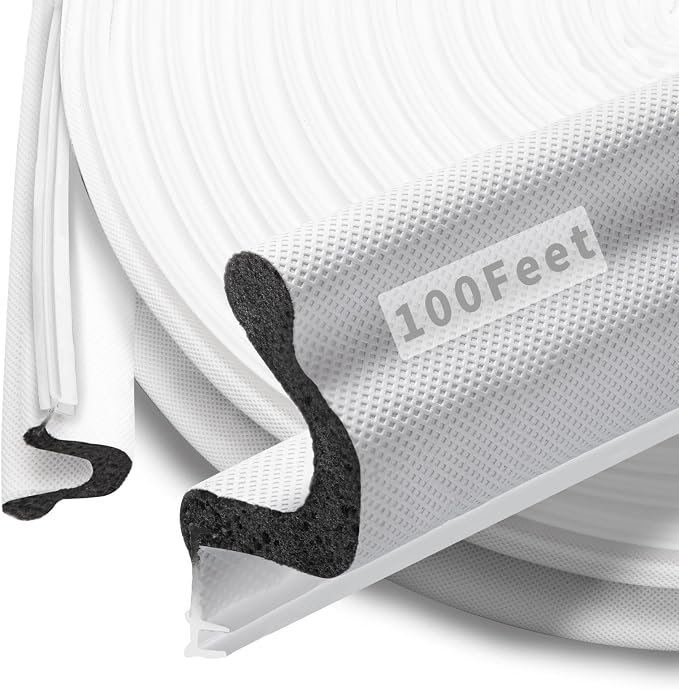 100 Feet Kerf Door Weather Stripping Door Seal, Long Reach V-Shaped Door Seal by SILIENTWERK