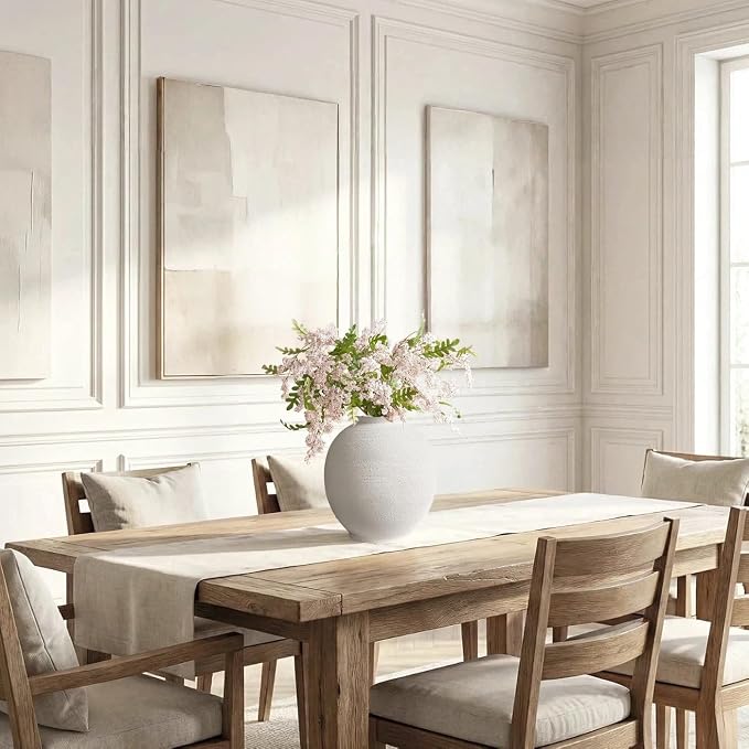 Extra Large White Ceramic Vase, 12.5" H Sandstone White | Round Farmhouse Design - Image 8
