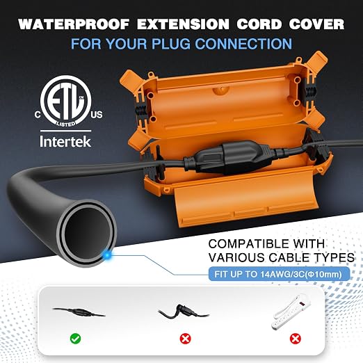 3 Pack Outdoor Extension Cord Waterproof Cover, - Image 2