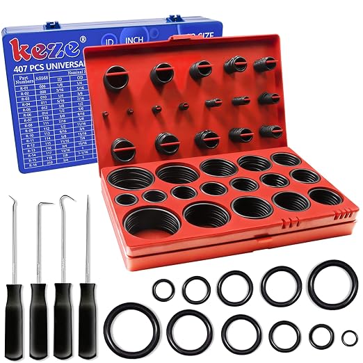 KEZE 826 Pcs Universal SAE and Metric O-Rings Kit, Standard 32 Metric & Inch by KEZE