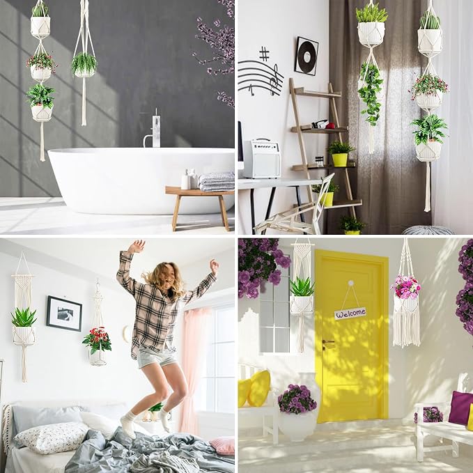 SFENNGPET Macrame Plant Hangers, handmade macromay plant hangers, indoor flower - Image 5