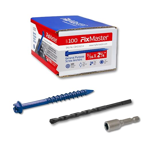 3/16 x 2-1/4" Hex Head Blue Concrete Screw Anchors by Unknown