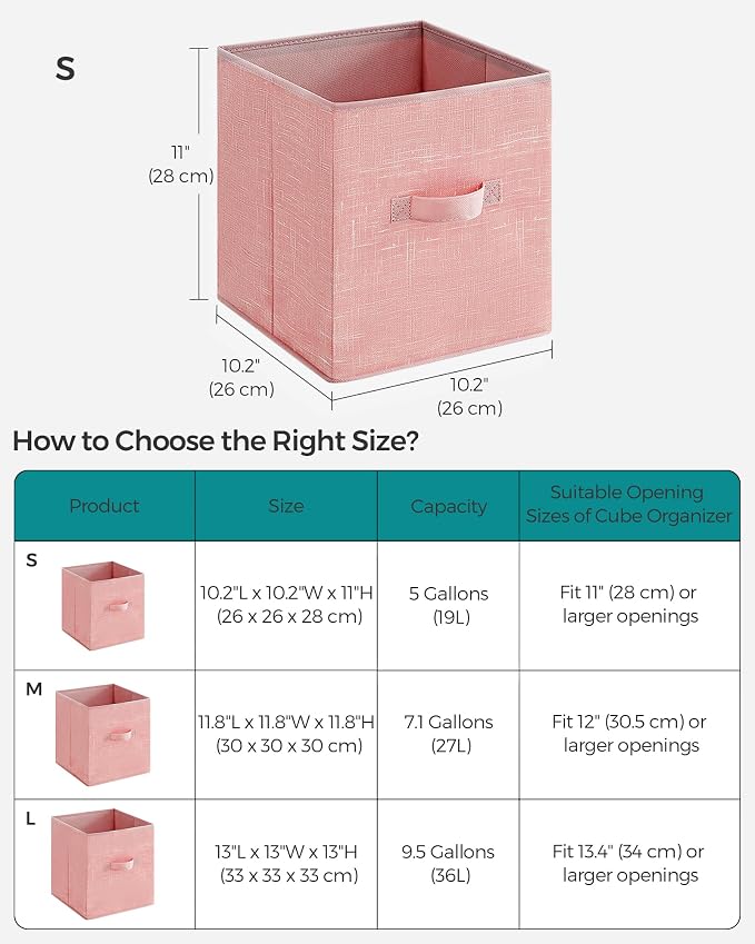 SONGMICS Storage Cubes, 11-Inch Foldable Closet Organizers | Non-Woven Fabric - Image 6