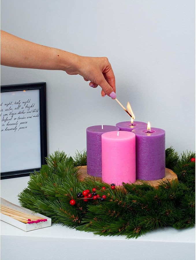 3x4 Inch Advent Pillar Candles Set of 4 - Image 7