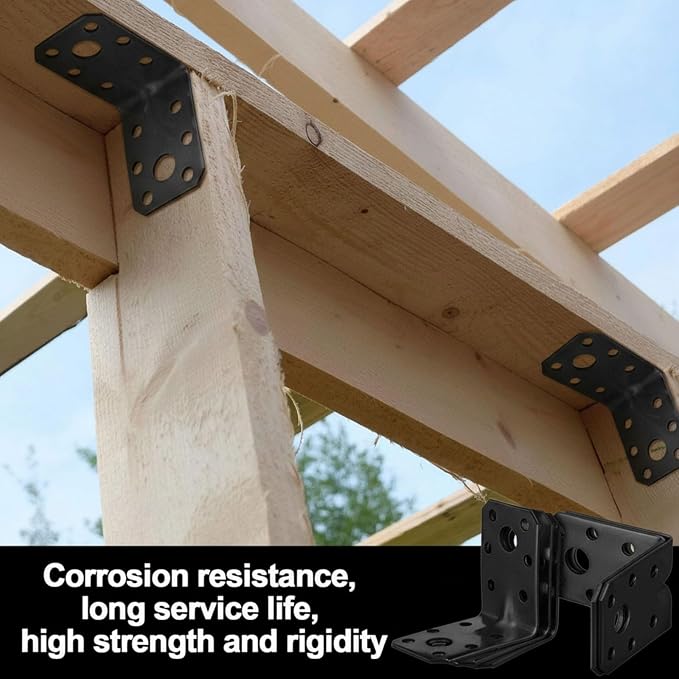 50 Pcs L Brackets 1.7mm Steel Corner Brace 90 Degree Black | Metal Angle - Image 5