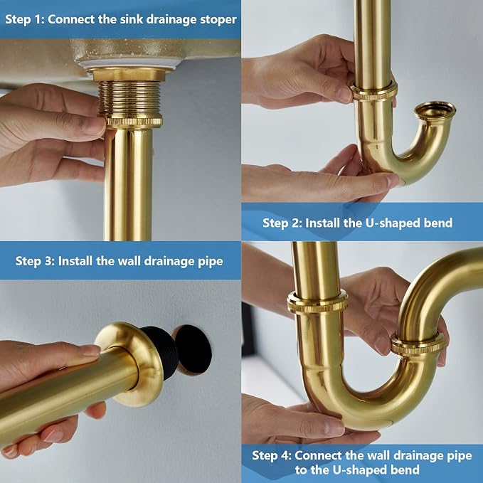Brass P Trap Bathroom Sink : 1 1/4 Sink Trap - Image 7