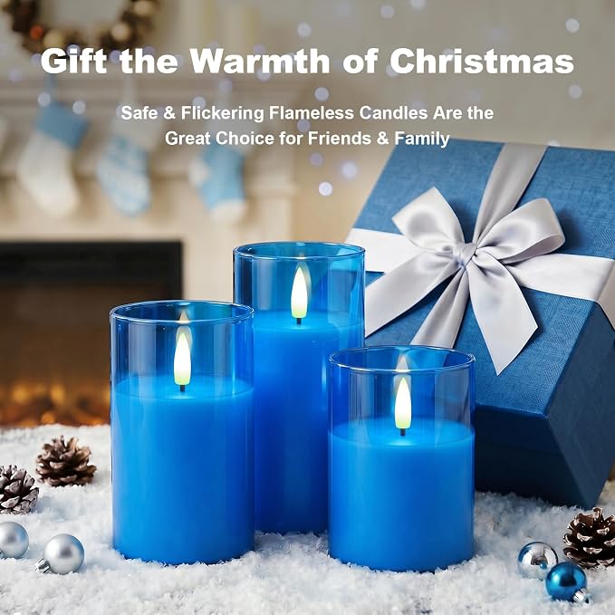 Amagic Blue Glass Flameless LED Candles Battery Operated - Image 5